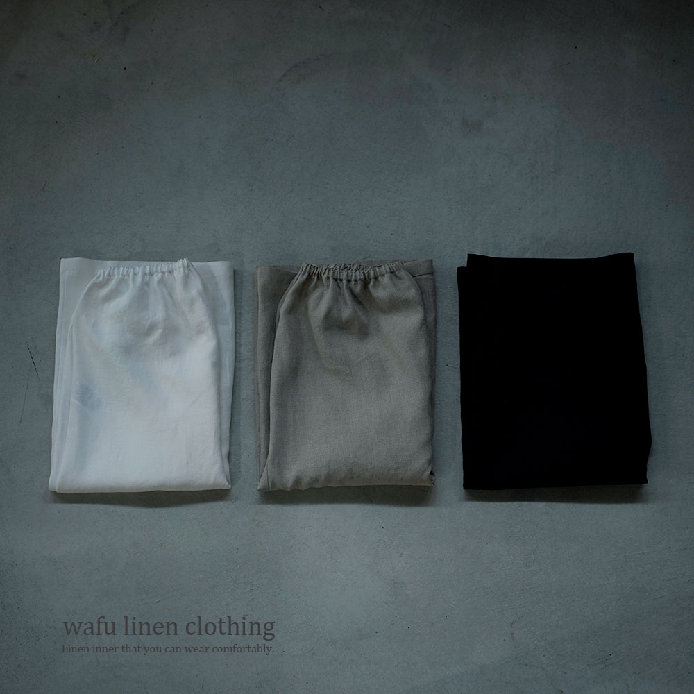 【wafu】Linen base layer　ロング ぺチパンツ　 ルームウエアにも /3色展開 p003d