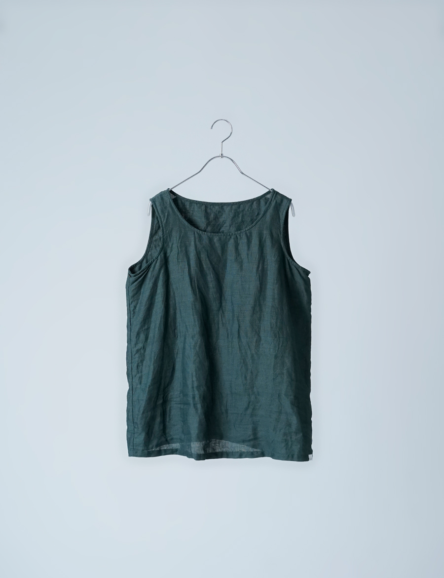 リネンタンクトップ】下着をつけずに快適に過ごせる カップなしタンク