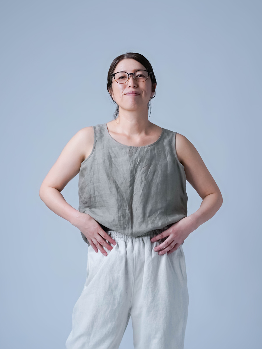 新品✦wafu ✦リネンタンクトップ   ホワイト　Ｌ wafu】【リネンタンクトップ】脇汗対策の救世主 よしタンク