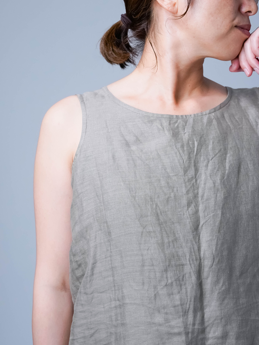 新品✦wafu ✦リネンタンクトップ   ホワイト　Ｌ wafu】【リネンタンクトップ】脇汗対策の救世主 よしタンク / 白色
