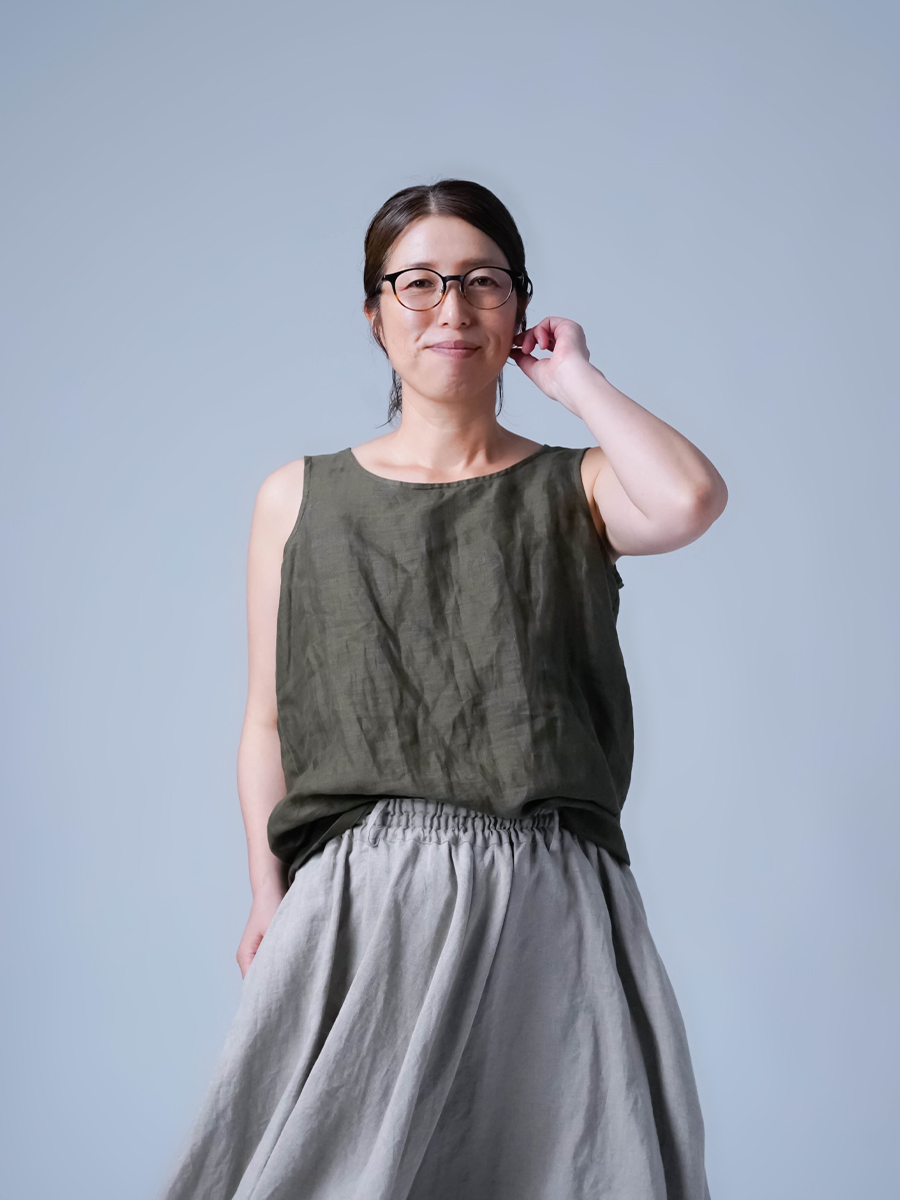wafu. リネンタンクトップ　トッキノン ／ 藍墨茶(あいすみちゃ) リネンタンクトップ】下着をつけずに快適に過ごせる カップなし