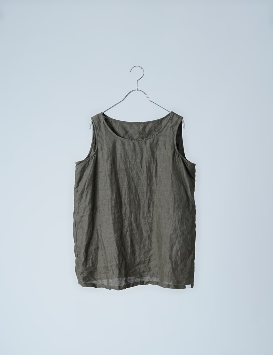 wafu. リネンタンクトップ　トッキノン ／ 藍墨茶(あいすみちゃ) リネンタンクトップ】下着をつけずに快適に過ごせる カップなしタンク