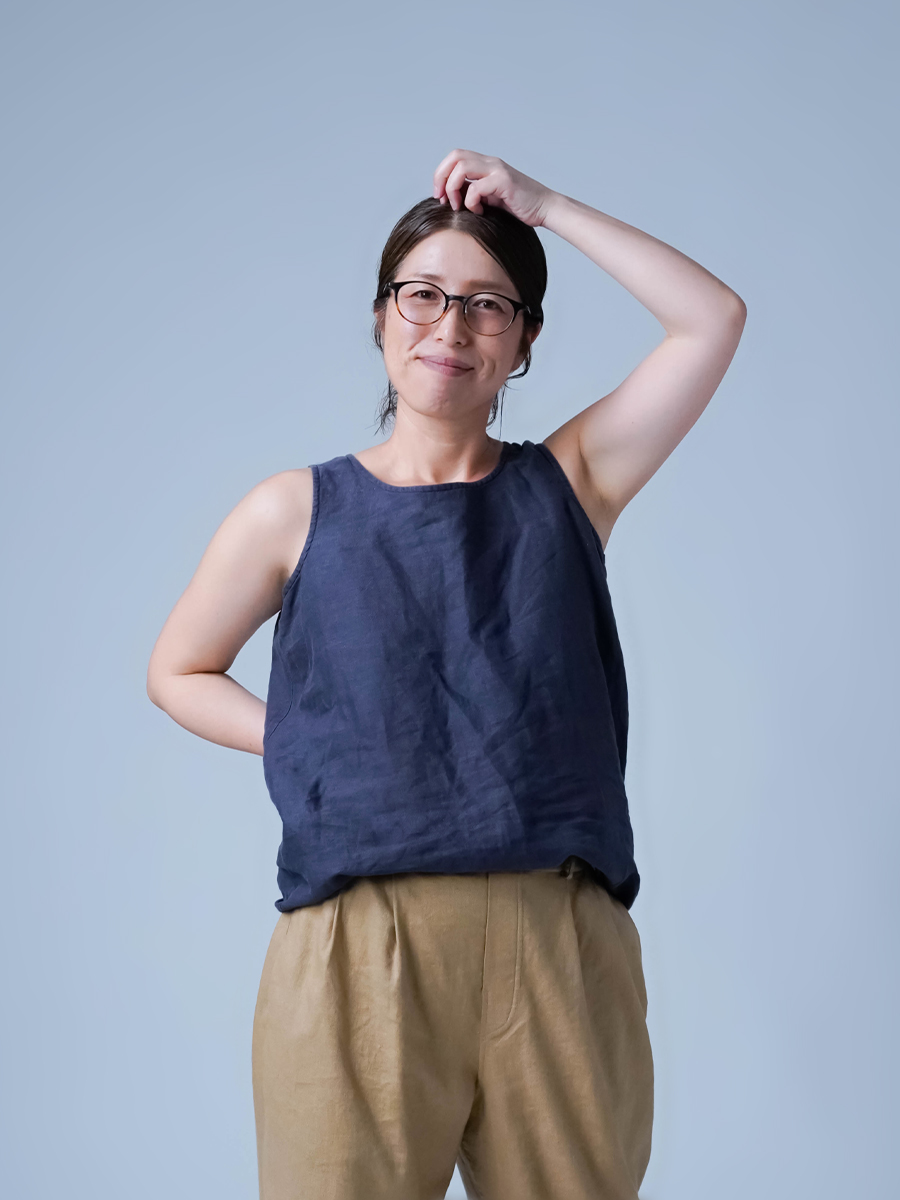 【2枚組】 wafu よしタンク　藍媚茶　ネイビー　タンクトップ　リネン リネンタンクトップ】脇汗対策の救世主 よしタンクNEO ／ 鶯茶
