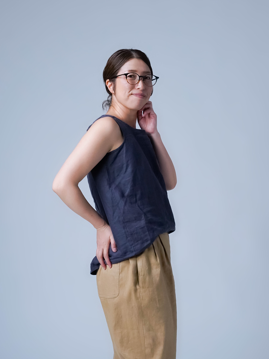 wafu. リネンタンクトップ　トッキノン ／ 藍墨茶(あいすみちゃ) リネンタンクトップ】下着をつけずに快適に過ごせる カップなし