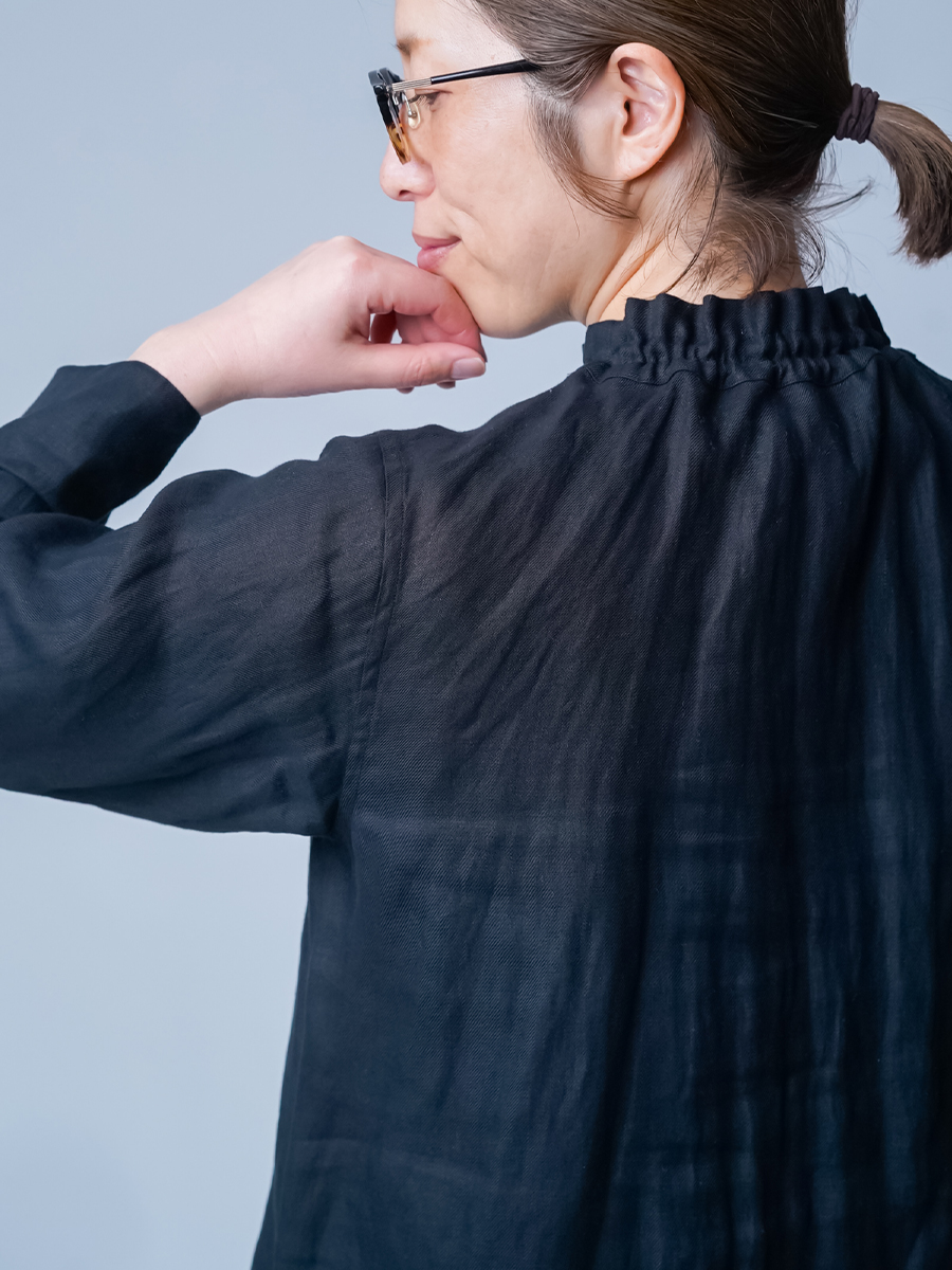 wafu 【プレミアム】コーデの幅がぐっと広がる シャーリング リネントップス プレミアム】コーデの幅がぐっと広がる シャーリング リネントップス