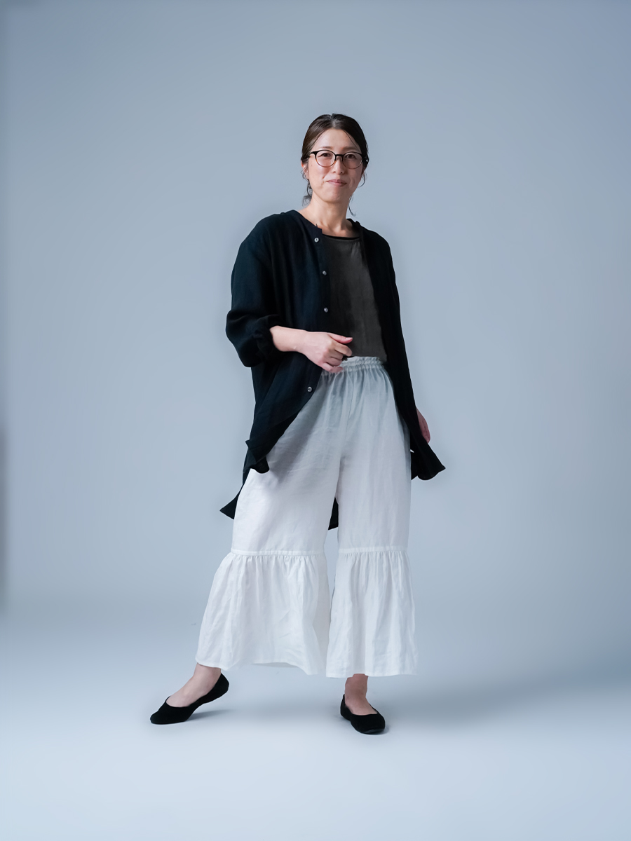 【美品】wafu cip限定 裾レース ペチパンツ ／ 超高密度 リネン 茶鼠 美品】wafu cip限定 裾レース ペチパンツ ／ 超高密度 リネン 茶鼠