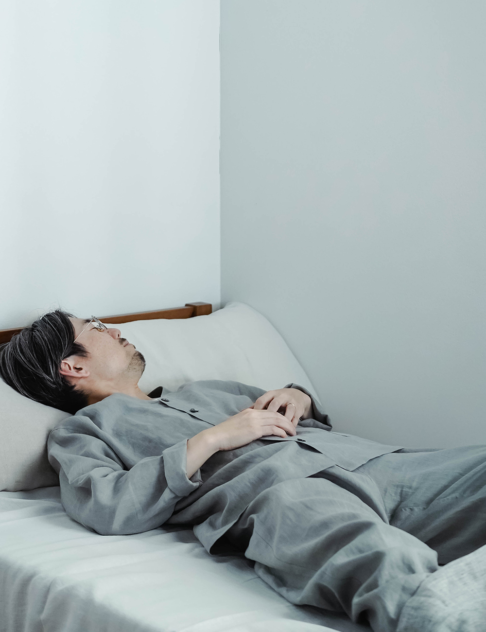 【wafu】【リネンパジャマ】心地よい眠りの時間が手に入る リネン ルームウエア / 銀灰色 r008r-svg1