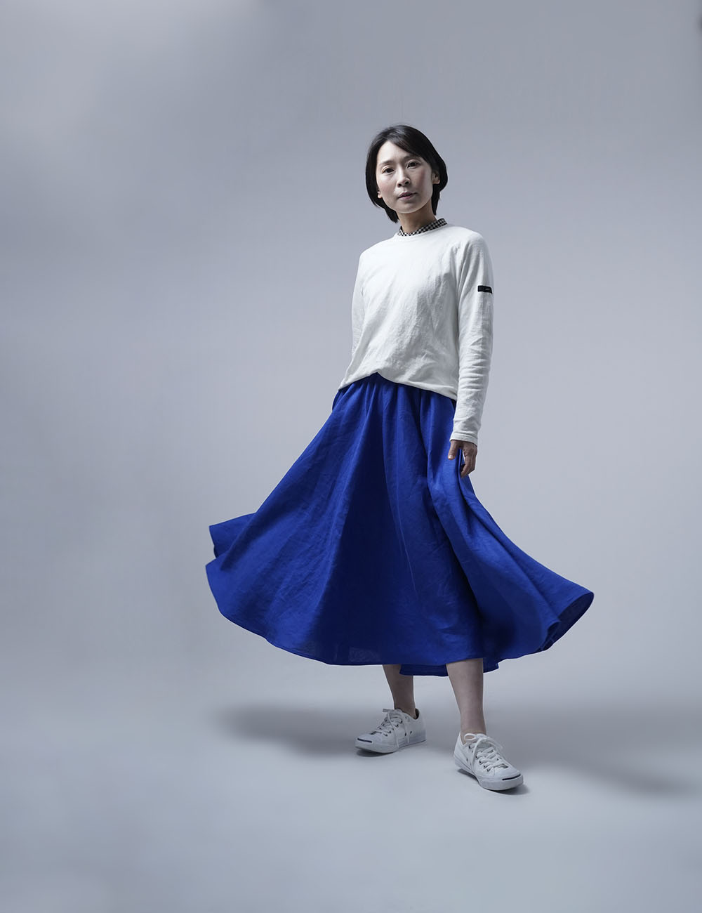 【wafu】Linen Skirt リネン サーキュラースカート/ウルトラマリン s002f-umn1