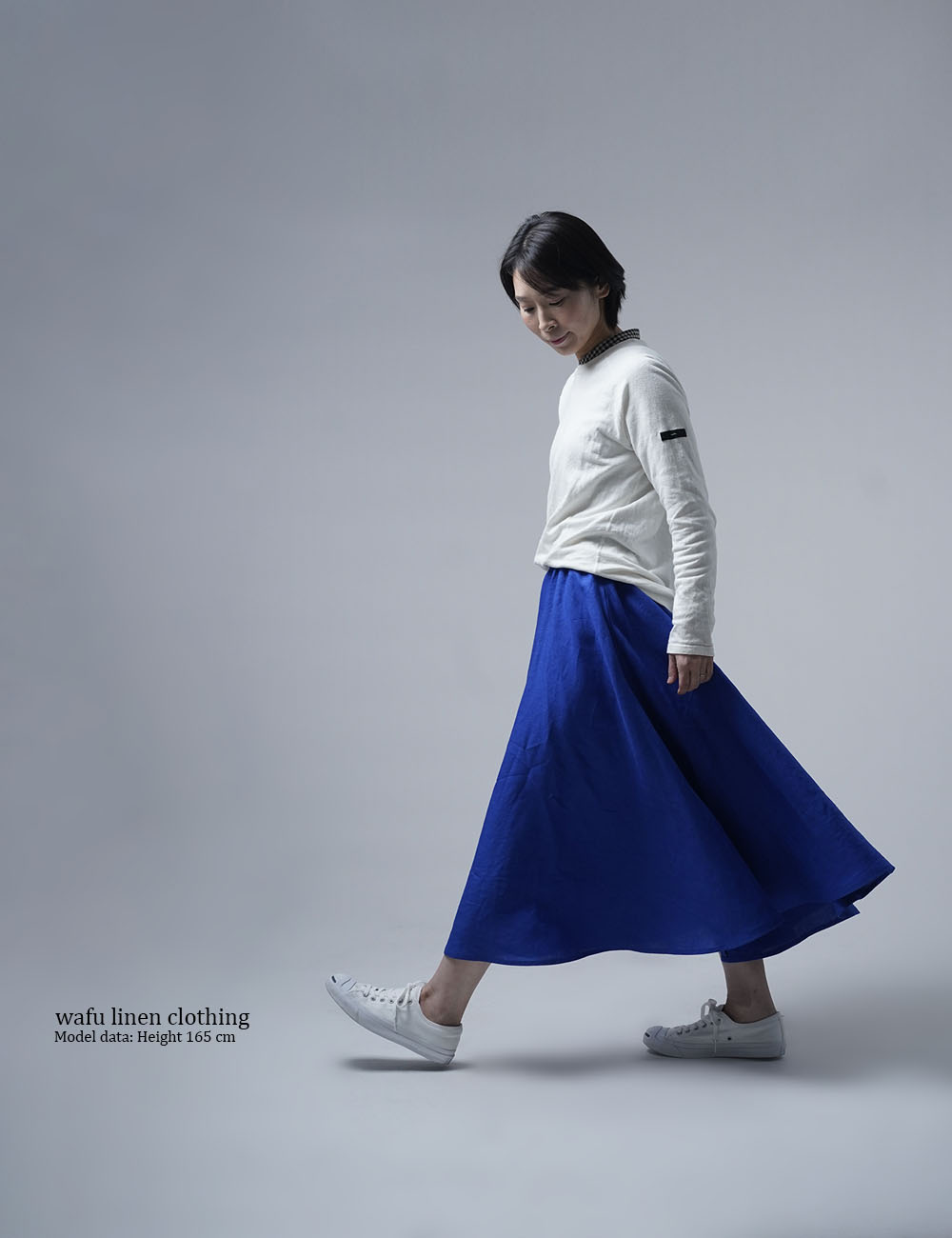 【wafu】Linen Skirt リネン サーキュラースカート/ウルトラマリン s002f-umn1