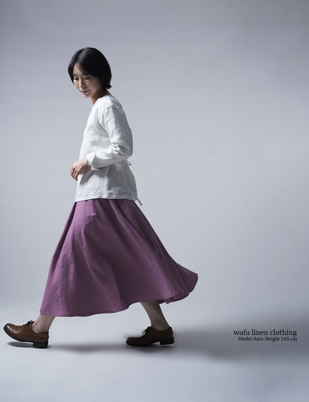 【wafu】Linen Skirt　肌になめらかな超高密度リネン　サーキュラースカート / 藤色(ふじいろ) s002k-fji1