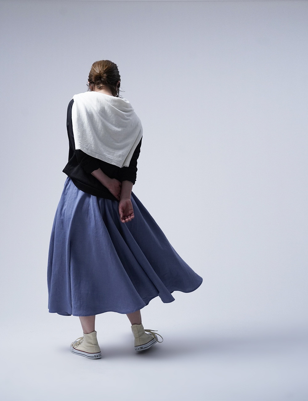 【wafu】Linen Skirt リネン サーキュラースカート/菫色(すみれいろ) s002l-smr1