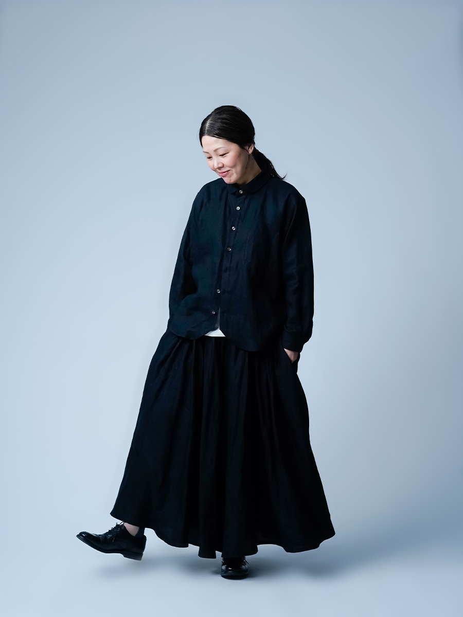 リネンスカート】上品に広がる“核心”のシルエット 切替ギャザー マキシ