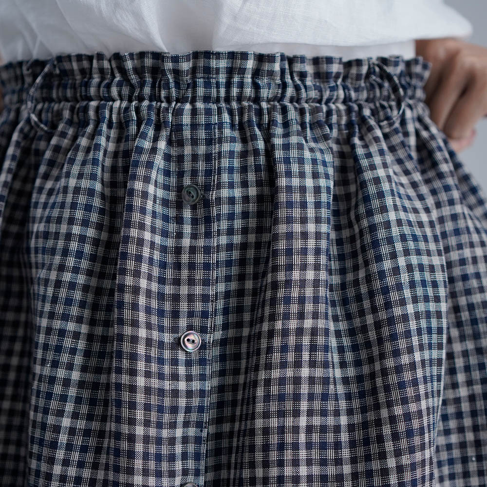 Linen Check Skirt  トーンオントーンチェックのスカート /チェック柄 s005d-cbr2