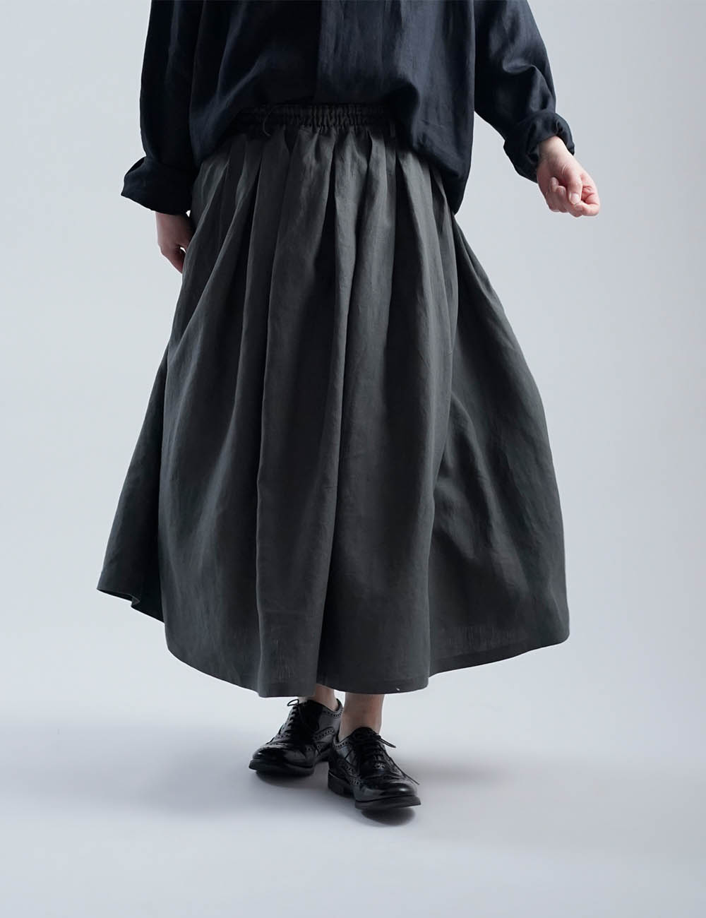 【wafu】Linen Skirt  超高密度リネン スカート / フォレッジグリーン s020c-fgg1