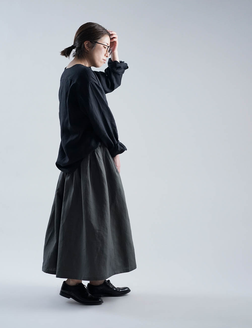 【wafu】Linen Skirt  超高密度リネン スカート / フォレッジグリーン s020c-fgg1