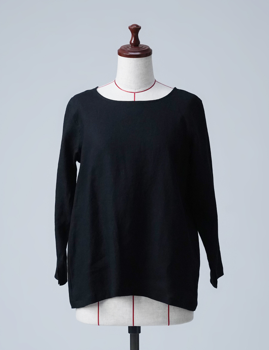 【訳あり作品/Mサイズ】雅亜麻リネン インナートップス / 黒色 sample-a0800