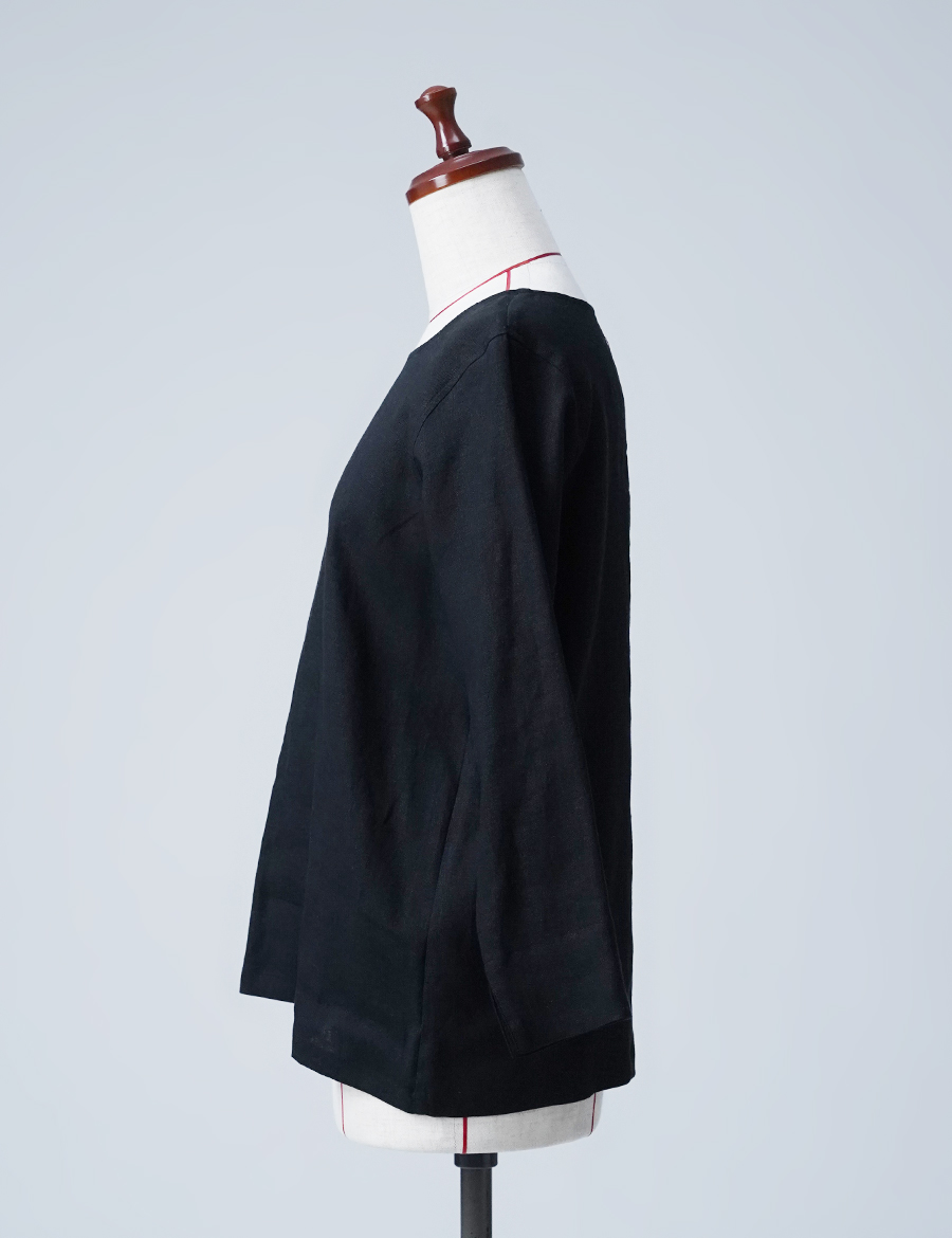 【訳あり作品/Mサイズ】雅亜麻リネン インナートップス / 黒色 sample-a0800