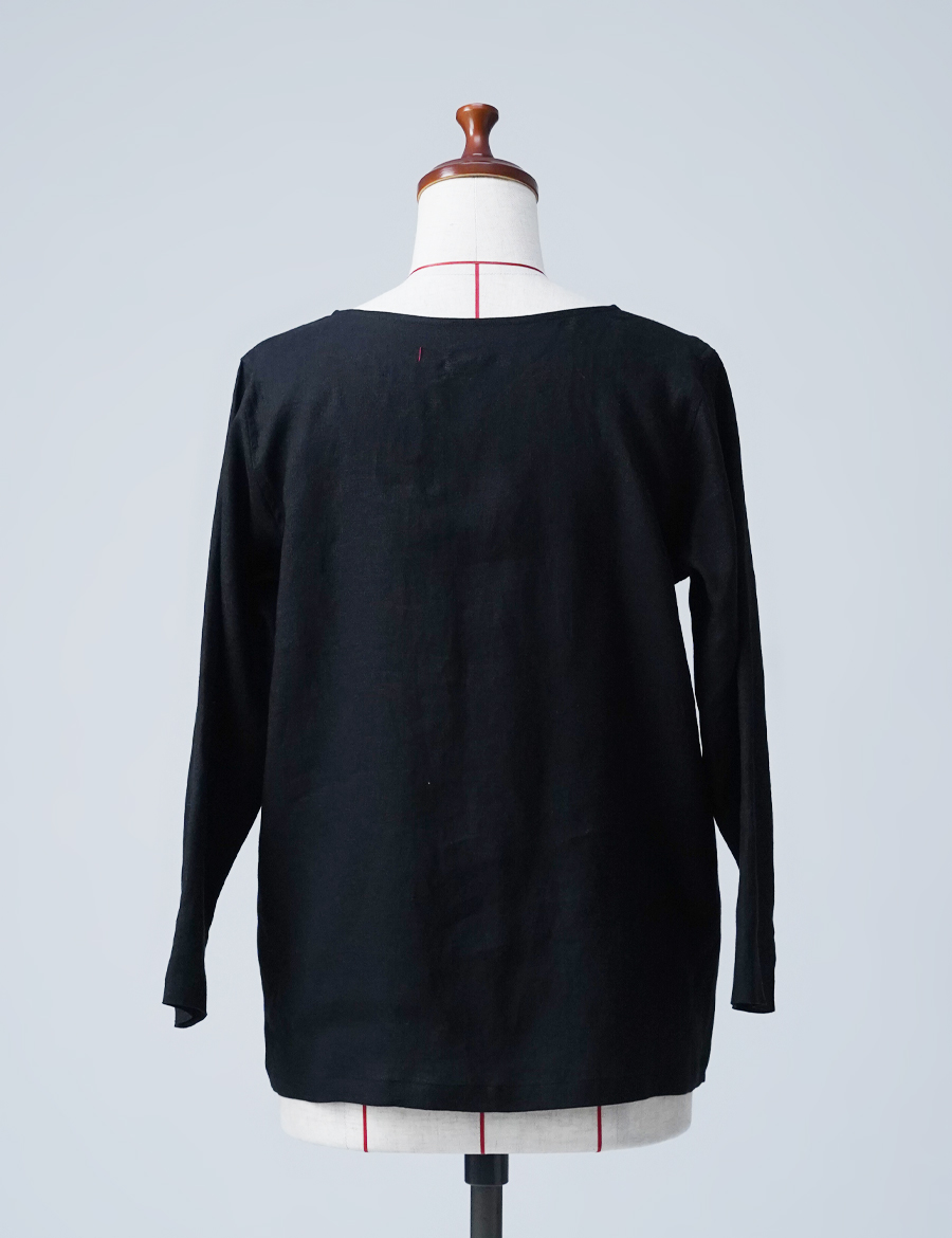 【訳あり作品/Mサイズ】雅亜麻リネン インナートップス / 黒色 sample-a0800