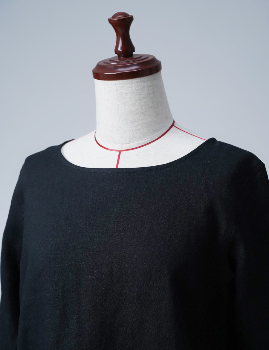 【訳あり作品/Mサイズ】雅亜麻リネン インナートップス / 黒色 sample-a0800