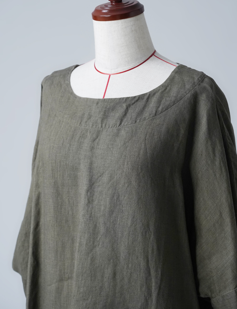 【リユース作品】リネン ビッグシルエット Tシャツ / 柳煤竹 sample-a0823