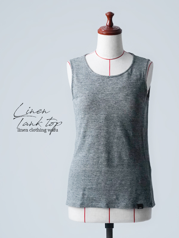 wafu. リネン×コットン リブタンクトップ ☆wafu リネンタンクトップ/ローズグレー リネン78％綿22％