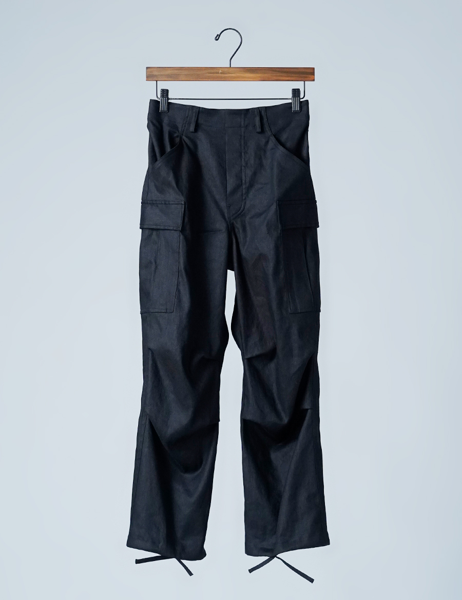 ◆中古品◆wafu.◆ソロテックスリネンカーゴパンツブラック ◇中古品◇wafu.◇ソロテックスリネンカーゴパンツブラック ブラック
