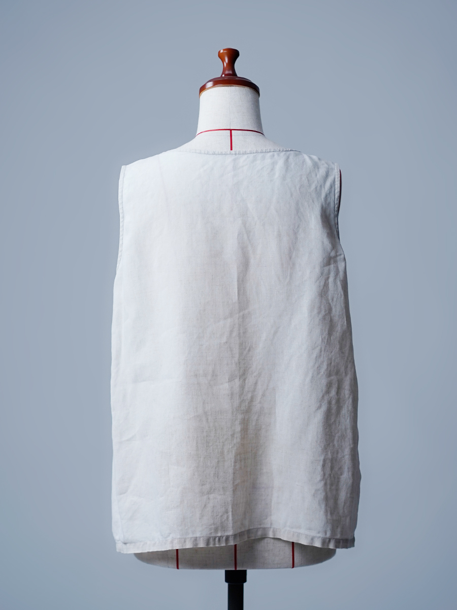 【リユース作品】リネン 配色 タンクトップ / 亜麻ナチュラル sample-a1020