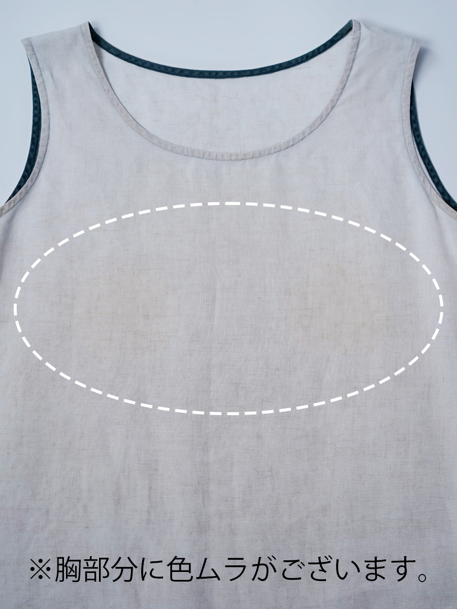 【リユース作品】リネン 配色 タンクトップ / 亜麻ナチュラル sample-a1020