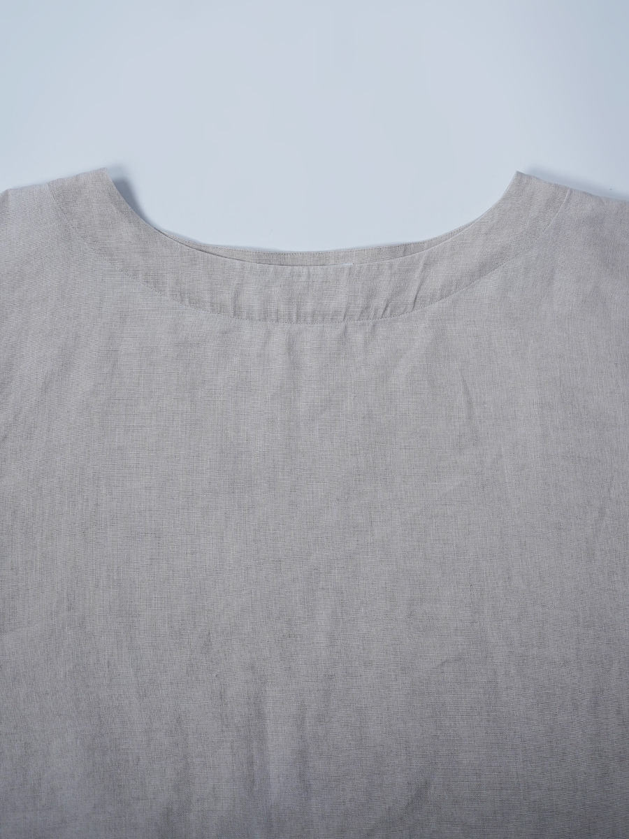 【リユース作品】リネン ボートネック 長袖トップス / 亜麻ナチュラル sample-a1021