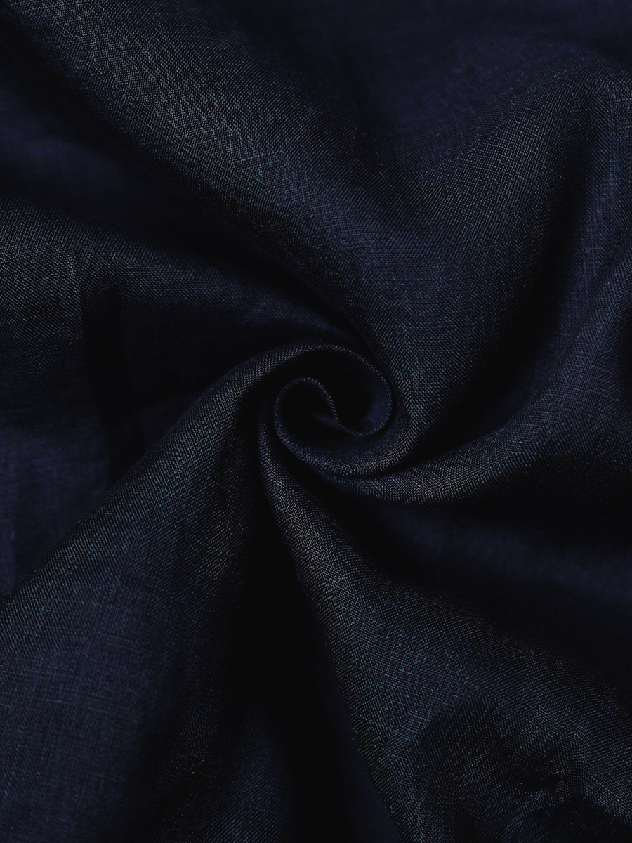 【リユース作品】リネン ボートネック フリル袖トップス / 黒色 sample-a1023