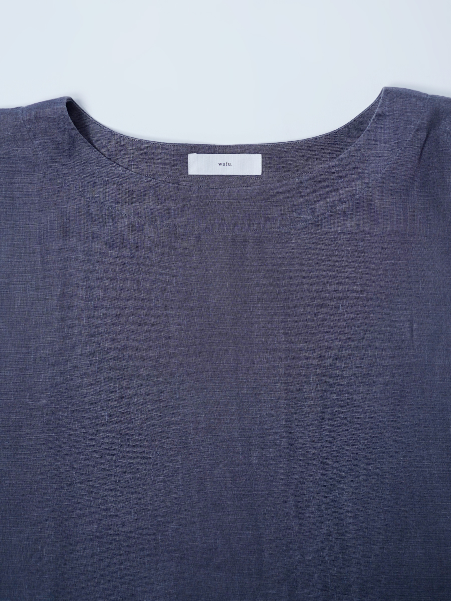 【リユース作品】リネン ドロップショルダー ビッグTシャツ / グレー sample-a1024