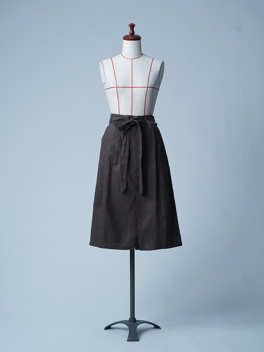 サンプル作品】リネン エプロン ロング 腰巻きタック仕様 / アドー
