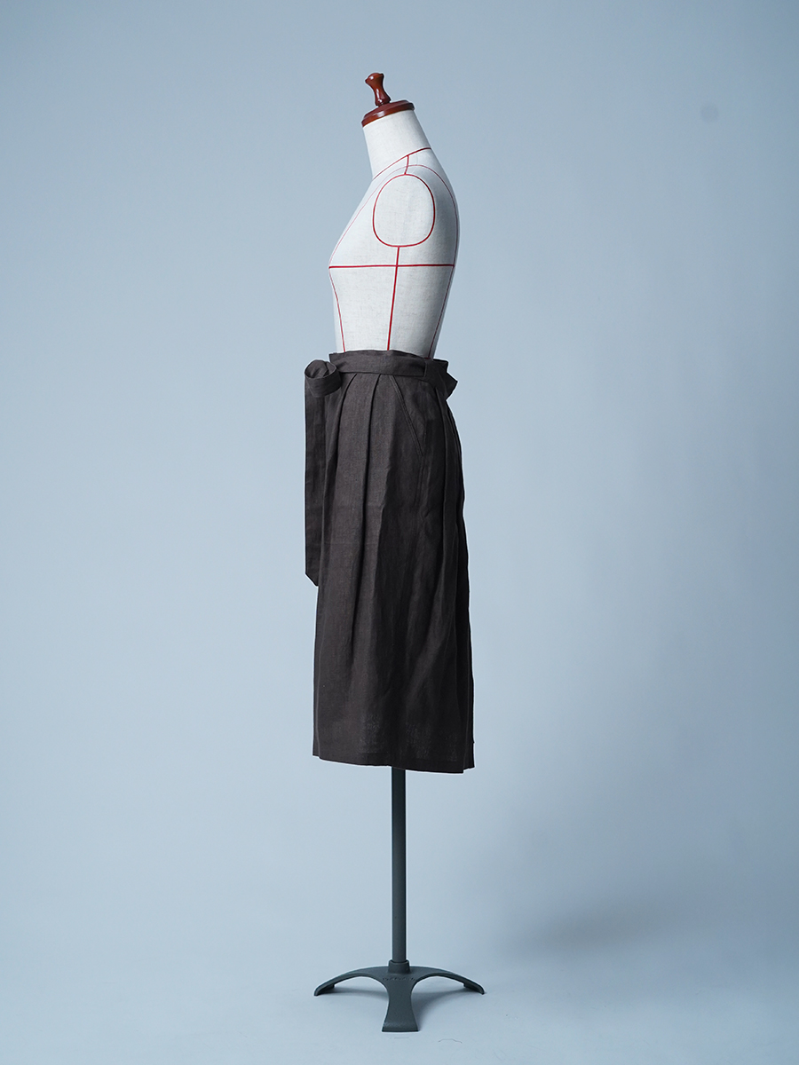 サンプル作品】リネン エプロン ロング 腰巻きタック仕様 / アドー