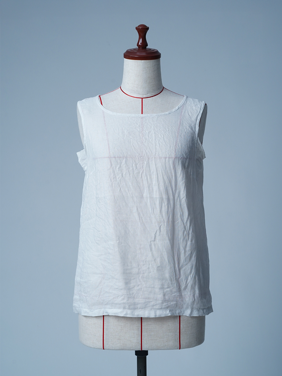 リユース作品/Sサイズ】リネンタンクトップ よしタンクNEO / 白色