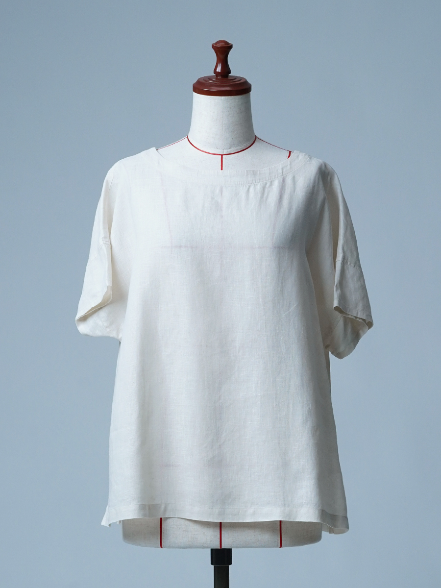 【リユース作品/Lサイズ】リネントップス 半袖 リネンTシャツ / レモンシフォン sample-a1104