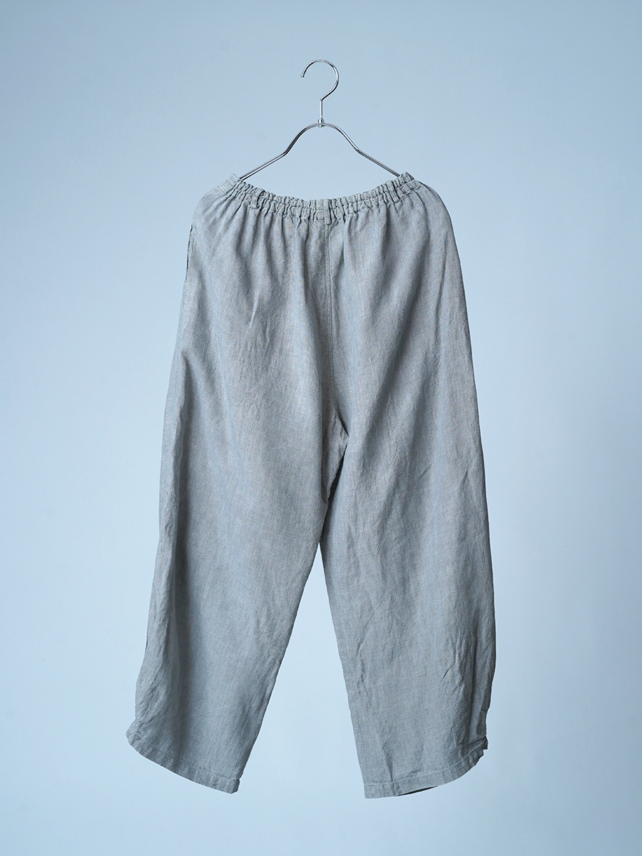【リユース作品】リネンパンツ くるぶし丈 ボールパンツ / スチールグレー sample-a1127