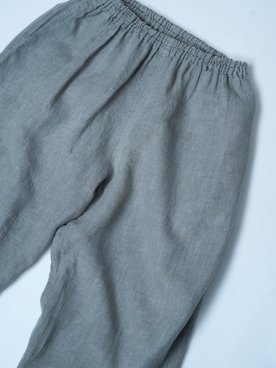 【リユース作品】リネンパンツ くるぶし丈 ボールパンツ / スチールグレー sample-a1127