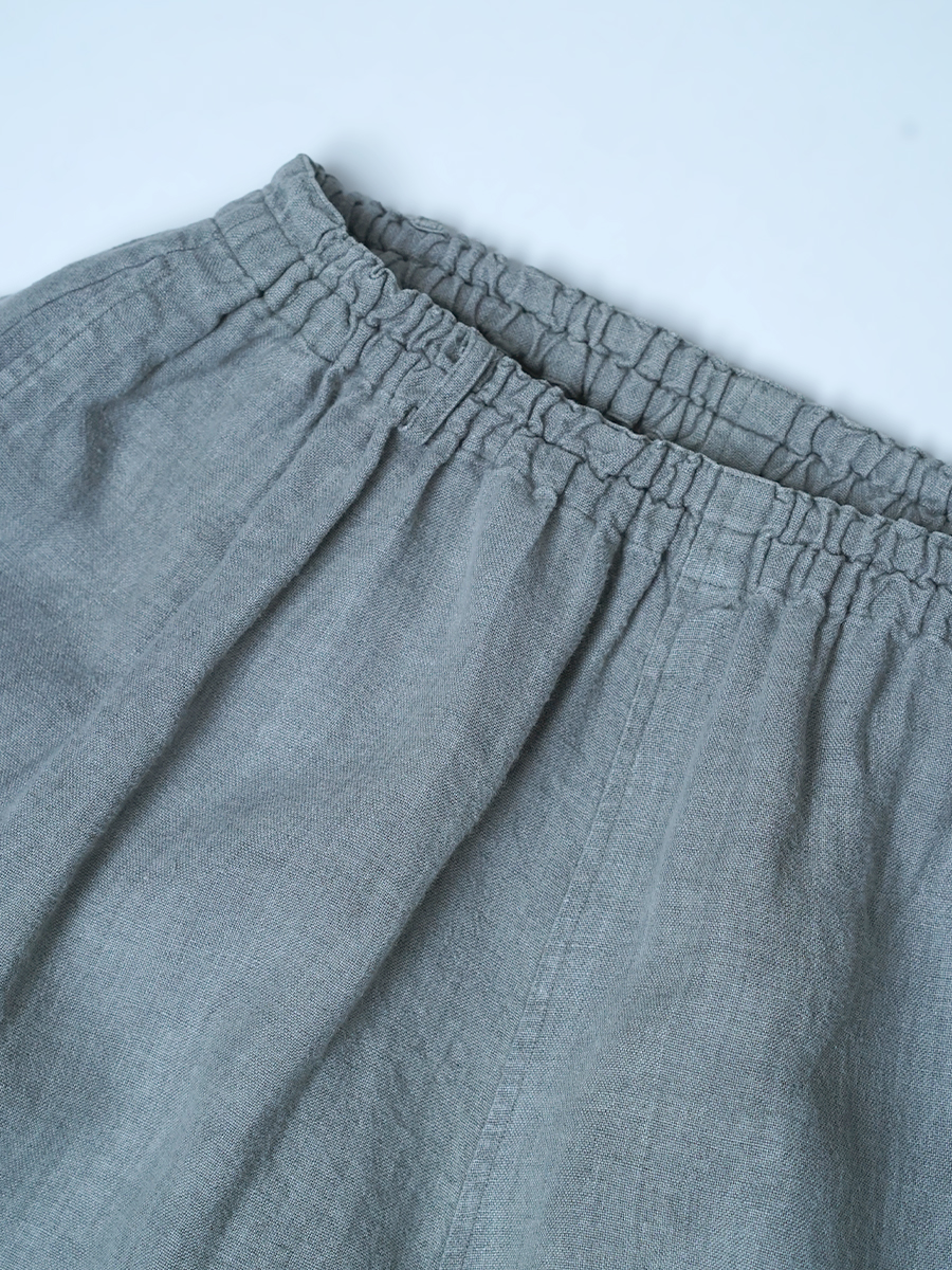 【リユース作品】リネンパンツ くるぶし丈 ボールパンツ / スチールグレー sample-a1127