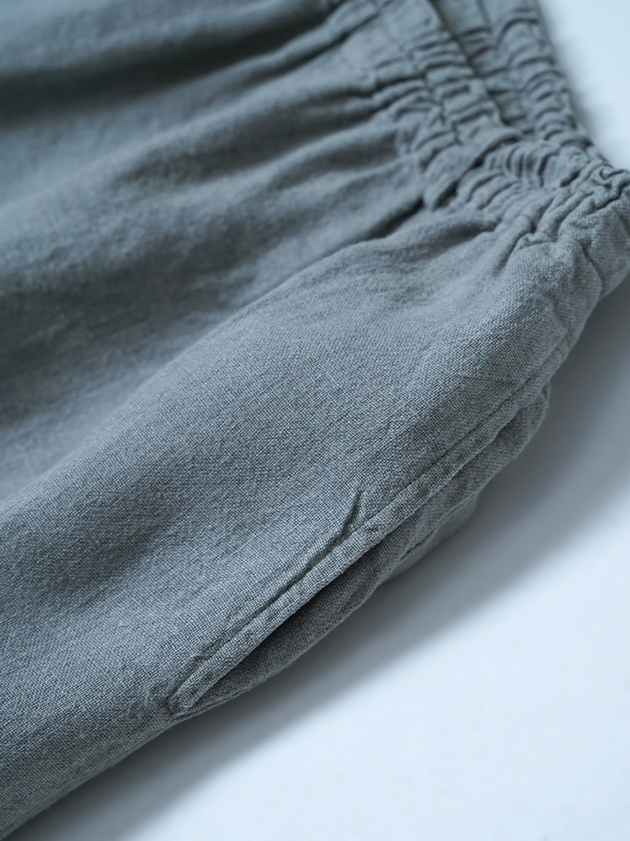【リユース作品】リネンパンツ くるぶし丈 ボールパンツ / スチールグレー sample-a1127