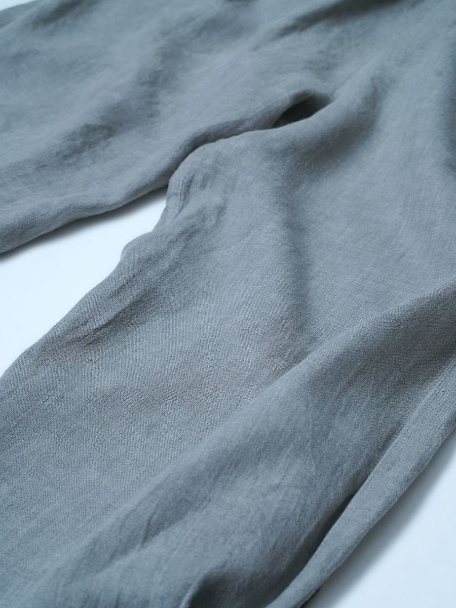 【リユース作品】リネンパンツ くるぶし丈 ボールパンツ / スチールグレー sample-a1127