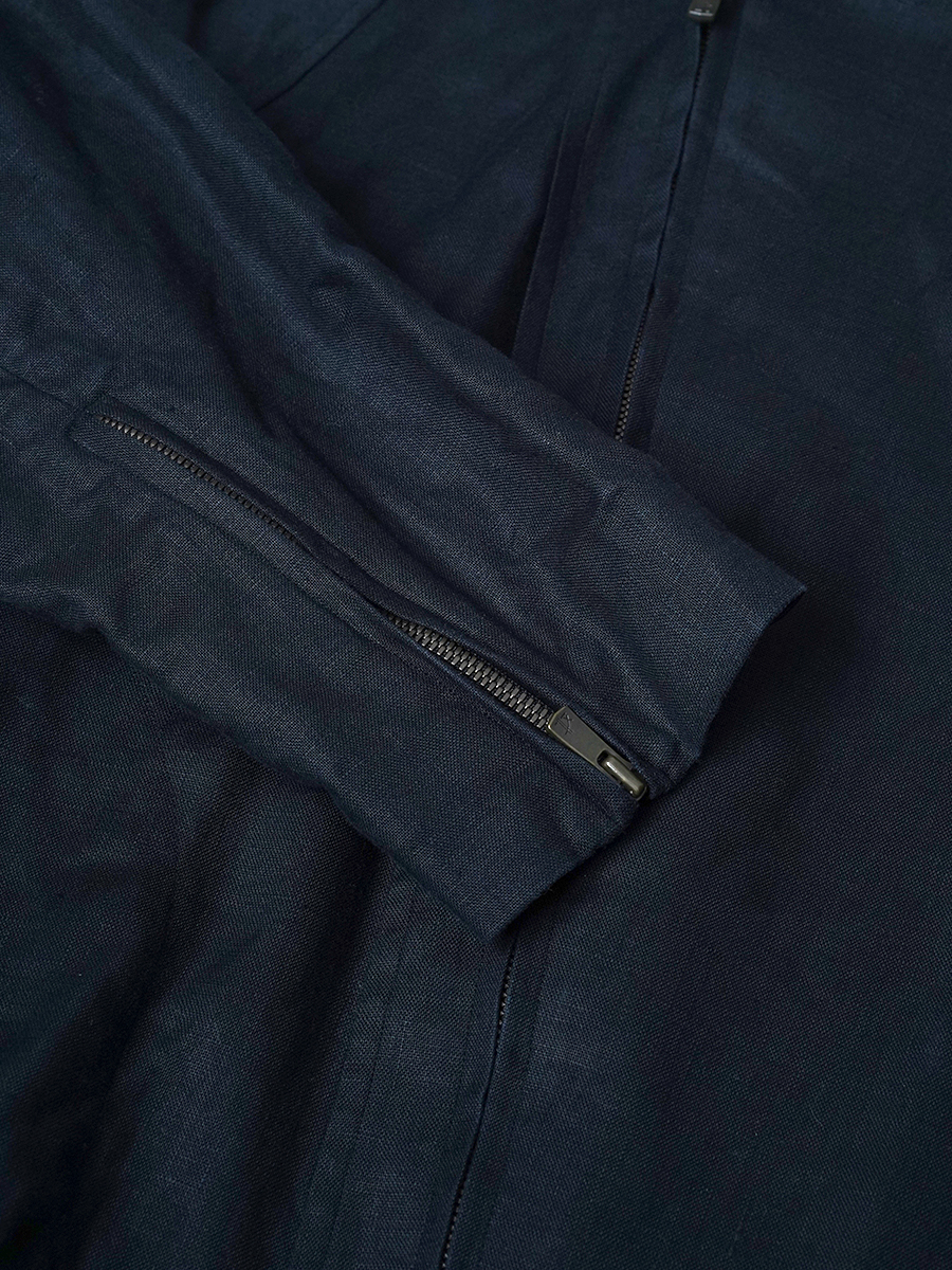 【リユース作品】リネンジャケット ライダースジャケット サイズ小さめ / 黒色 sample-a1131
