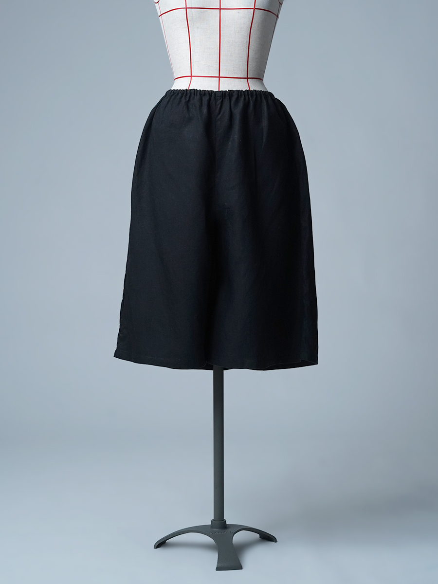【リユース作品】リネンペチパンツ ロング丈 / 黒色 sample-a1136