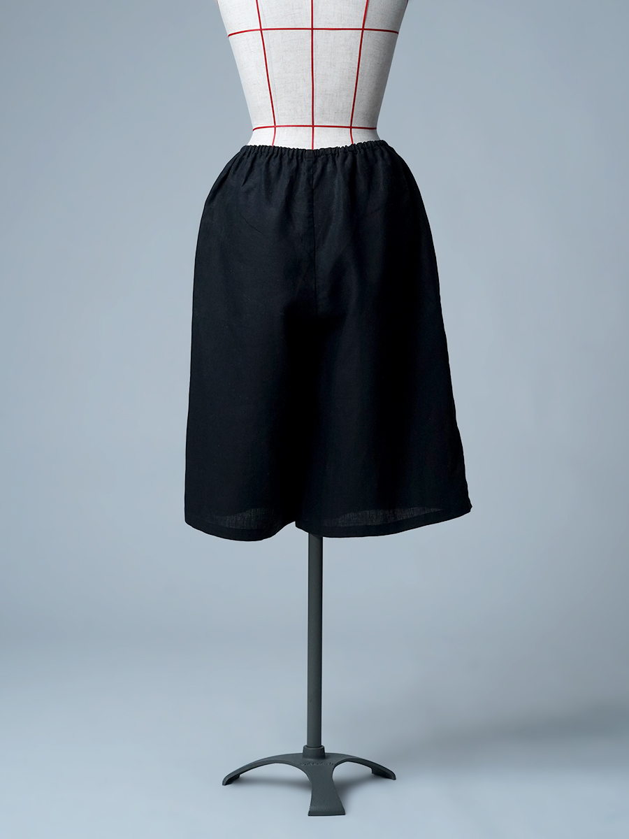 【リユース作品】リネンペチパンツ ロング丈 / 黒色 sample-a1136