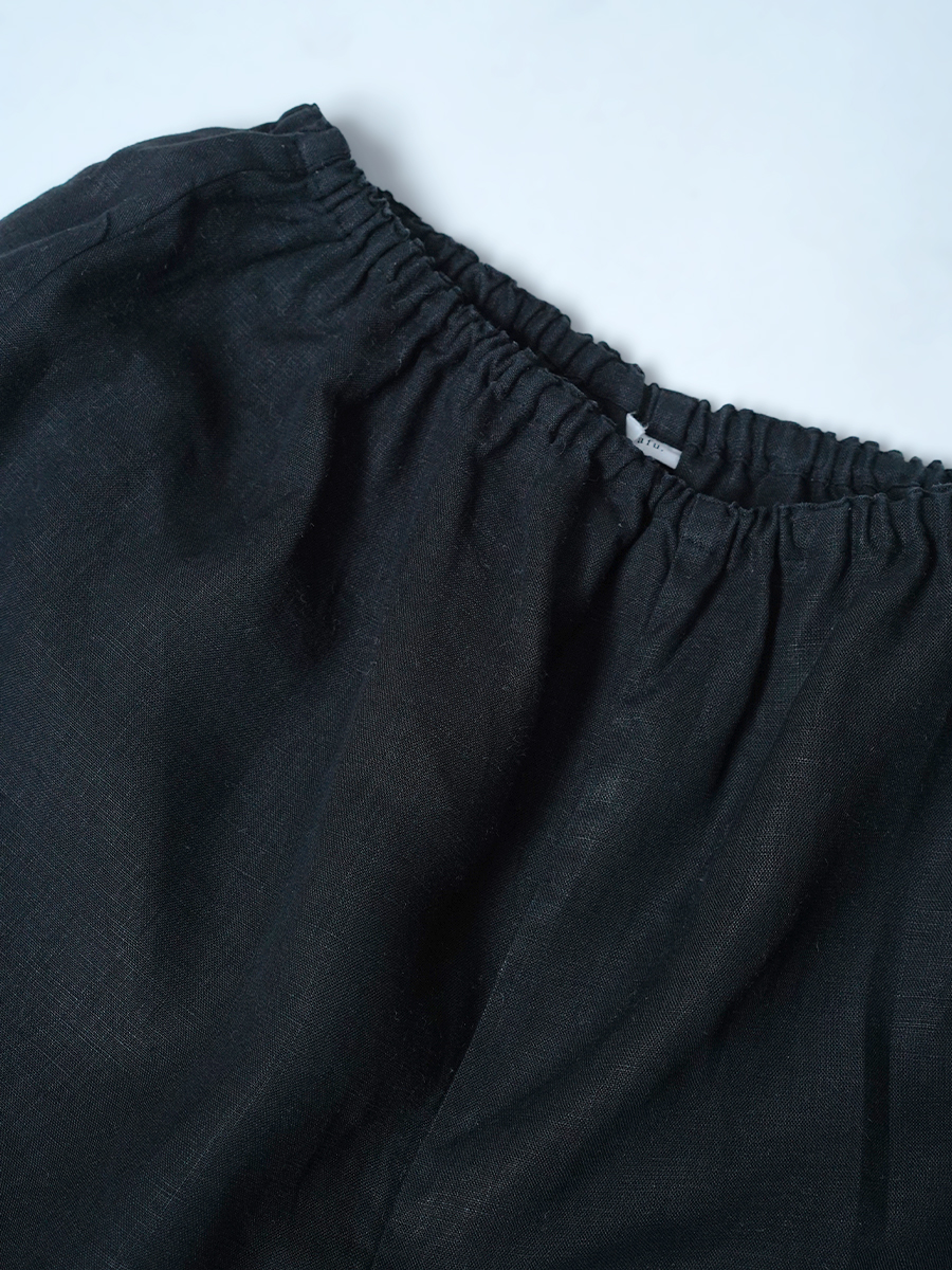 【リユース作品】リネンペチパンツ ロング丈 / 黒色 sample-a1136