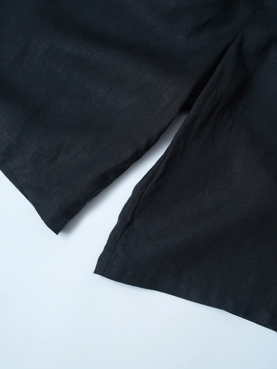 【リユース作品】リネンペチパンツ ロング丈 / 黒色 sample-a1136