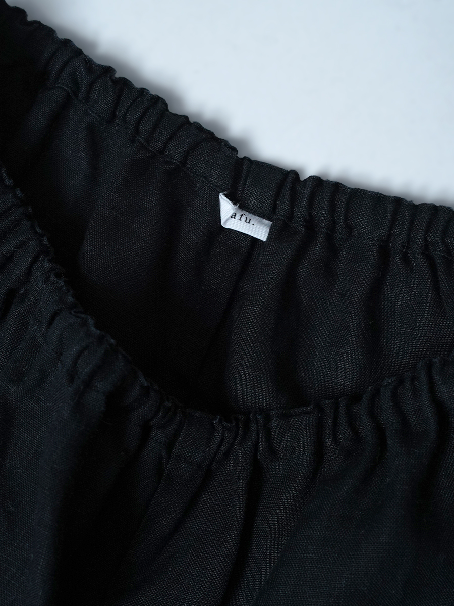 【リユース作品】リネンペチパンツ ロング丈 / 黒色 sample-a1136