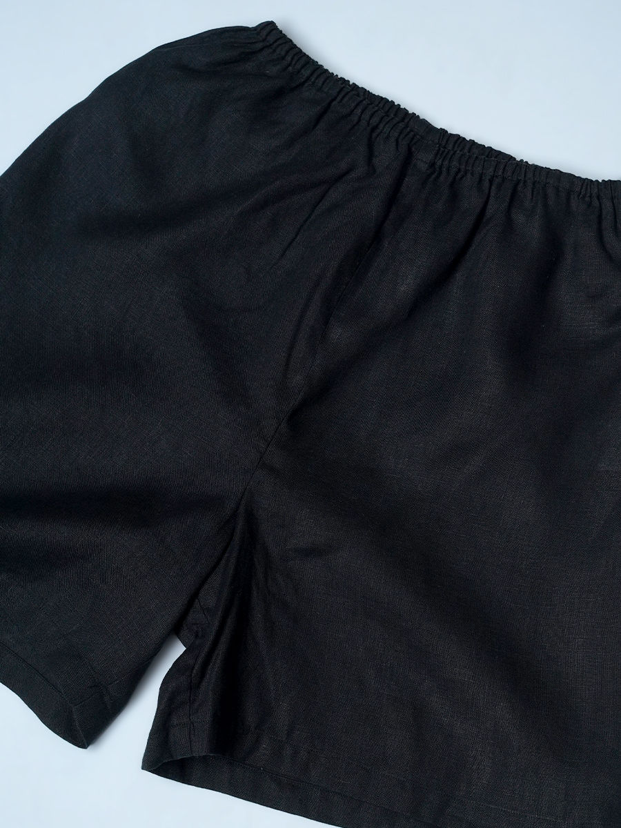 【リユース作品】リネンペチパンツ インナーパンツ / 黒色 sample-a1137