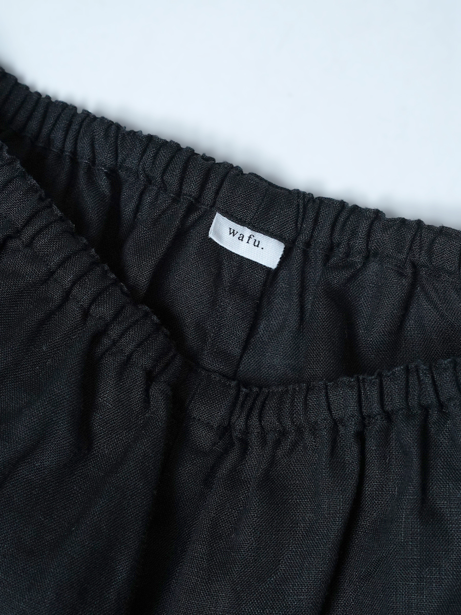 【リユース作品】リネンペチパンツ インナーパンツ / 黒色 sample-a1137