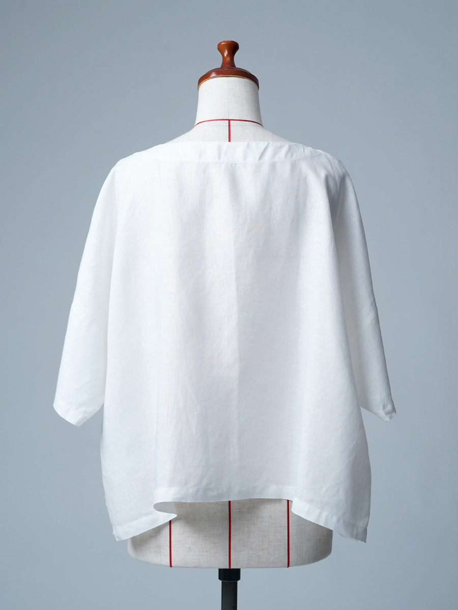 【リユース作品】リネントップス ドルマントップス 元祖よしT / 白色 sample-a1160