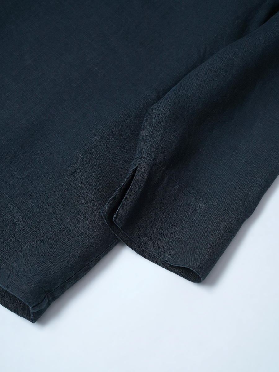 【リユース作品/LLサイズ】リネントップス 丸首 長袖トップス / 黒色 sample-a1167